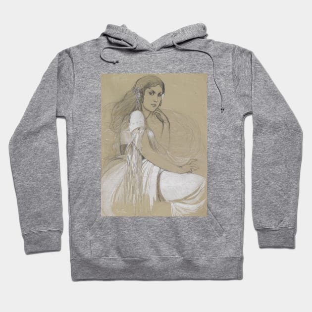 Alphonse Mucha Portrait of Jaroslava Mucha Hoodie by SybaDesign